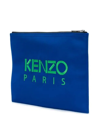 Shop Kenzo Cobalt Tiger Clutch In Blue