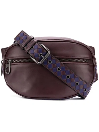 Shop Bottega Veneta Intreciatto Strap Belt Bag In Brown