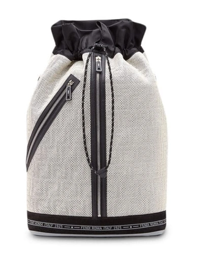 Shop Fendi Sacca Perforated-style Backpack In White