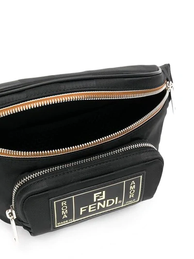 Shop Fendi Logo Patch Belt Bag In Black