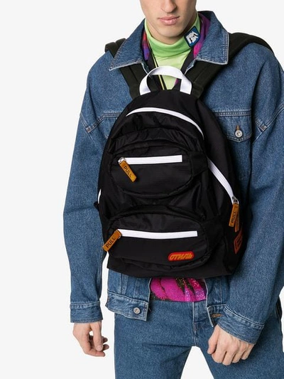 Shop Heron Preston Double Front Zip Backpack In Black