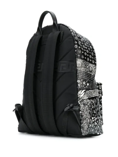 Shop Versace Printed Backpack In Black