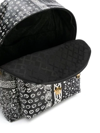 Shop Versace Printed Backpack In Black
