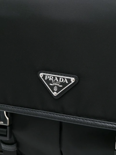 Shop Prada Safety Buckle Shoulder Bag In Black