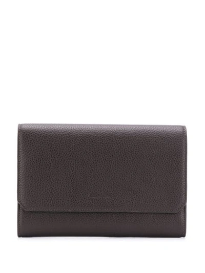 SANTONI TRAVEL DOCUMENT CLUTCH BAG - 棕色