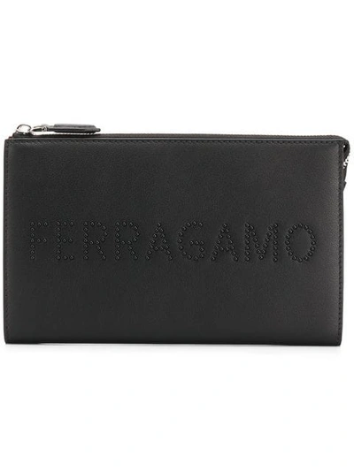 Shop Ferragamo Salvatore  Logo Clutch Bag - Black