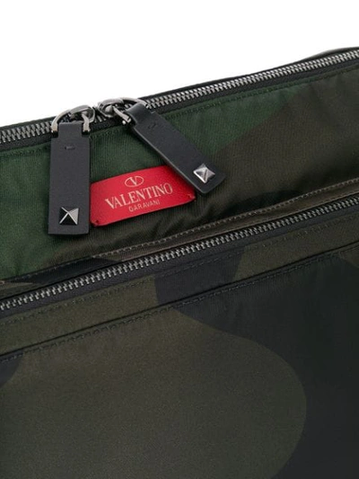 Shop Valentino Camouflage Print Shoulder Bag In Green