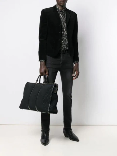 Saint Laurent Monogram Pattern Holdall Bag In Black