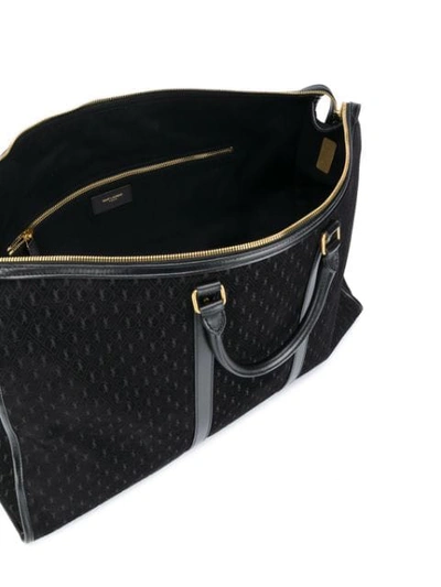 Saint Laurent Monogram Pattern Holdall Bag In Black