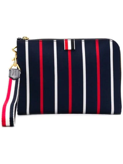 Shop Thom Browne Banker Stripe Small Gusset Folio In 960 Red, White, And Blue