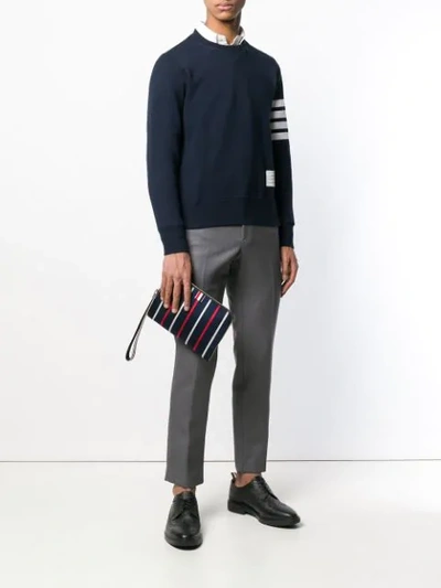 Shop Thom Browne Banker Stripe Small Gusset Folio In 960 Red, White, And Blue