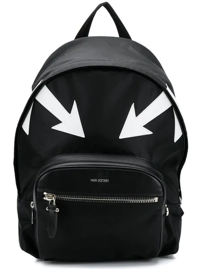 Shop Neil Barrett Lightning Bolt Backpack In Black