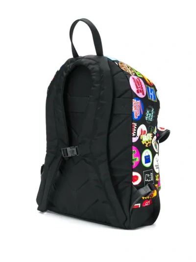 Shop Versace Badge Print Backpack In Black