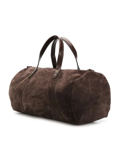 Shop Ajmone Suede Barrel Bag In Brown