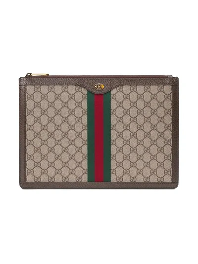 Shop Gucci Gg Supreme Portfolio In Neutrals