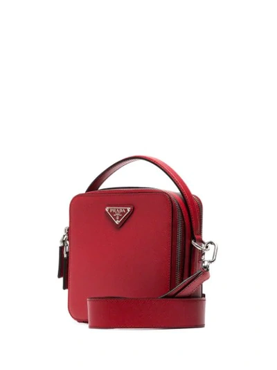 Shop Prada Logo Plaque Messenger Bag In F068z Fuoco