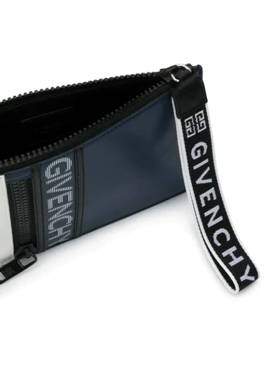 Shop Givenchy Logo Zip Clutch Bag In Blue