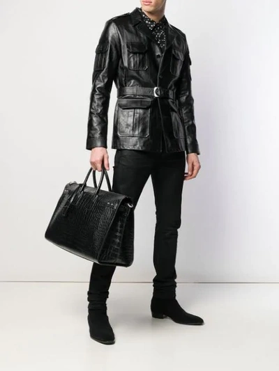 Saint Laurent Sac De Jour Duffle 48h En Cuir Embossé Crocodile in