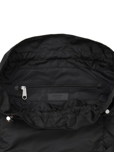 Shop Burberry Logo Detail Nylon Drawcord Backpack In Black