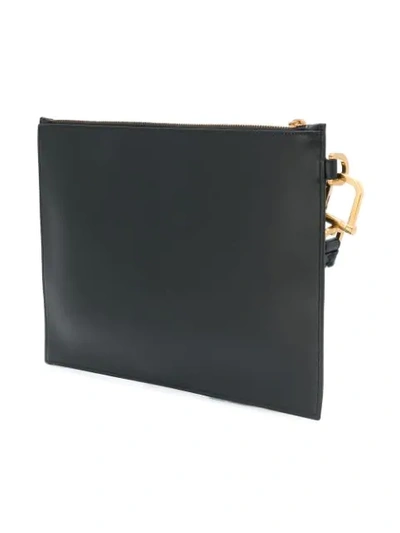 Shop Versace Embossed Square Clutch Bag - Black