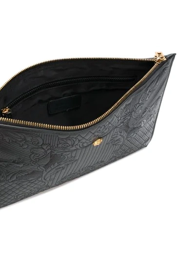 Shop Versace Embossed Square Clutch Bag - Black