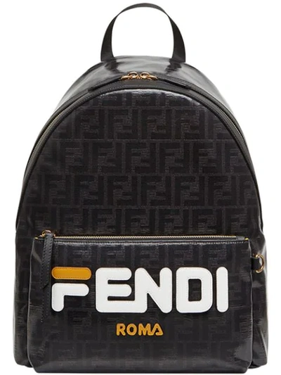 Shop Fendi Mania Logo Backpack In Black