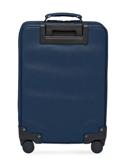 Shop Prada Saffiano Leather Wheeled Carry-on In Blue