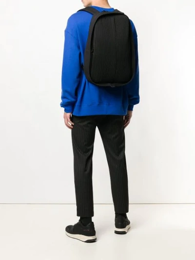 Shop Issey Miyake Pleated Zipped Backpack In Black