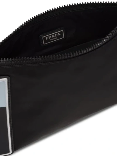 Shop Prada Nylon Pouch With Leather Trim In F0002 Black