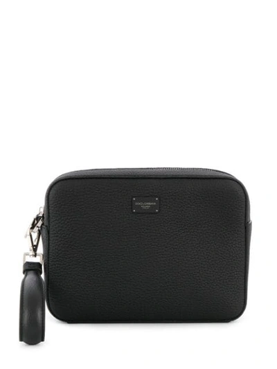 Shop Dolce & Gabbana Palermo Branded Plate Clutch In Black