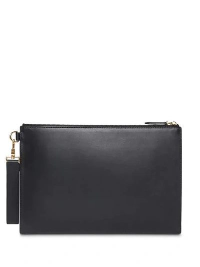 Shop Burberry Horseferry Print Leather Zip Pouch In Black