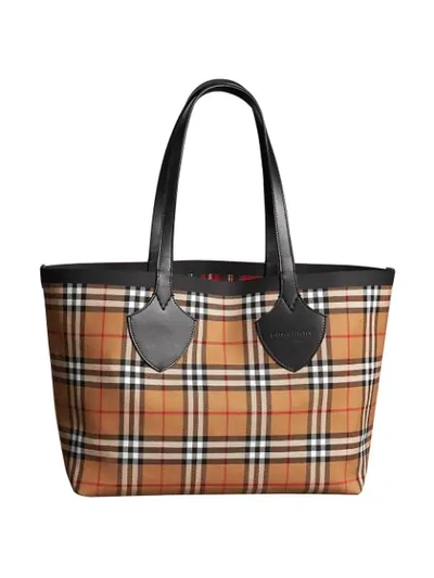 Shop Burberry The Medium Giant Reversible Tote In Vintage Check In Red