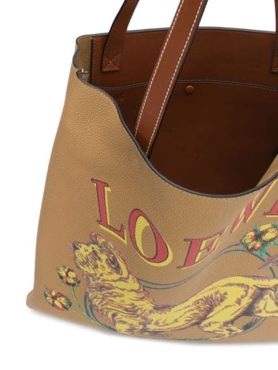 Shop Loewe Lion Vertical Tote Bag In Neutrals