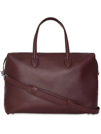 Shop Burberry Soft Leather Holdall - Purple