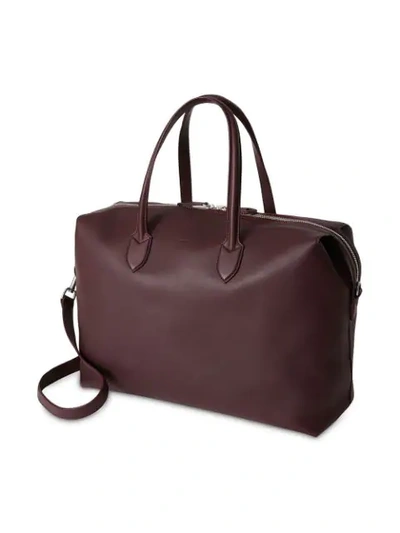 Shop Burberry Soft Leather Holdall - Purple