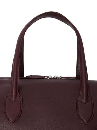 Shop Burberry Soft Leather Holdall - Purple