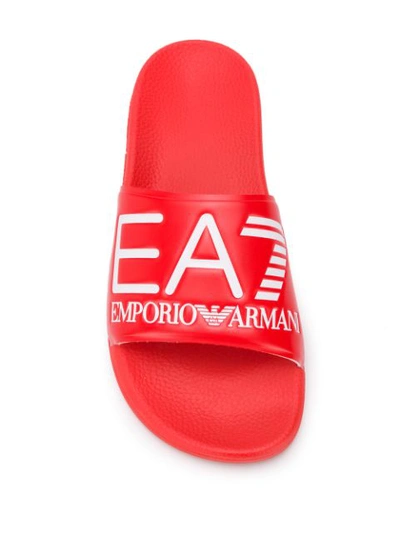 Shop Ea7 Printed Logo Slides In Red