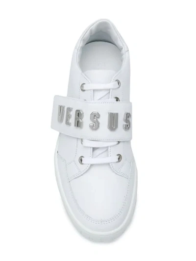 Shop Versus Logo Strap Sneakers In White