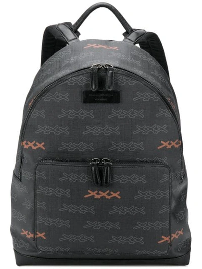 Shop Ermenegildo Zegna Logo Printed Backpack - Grey