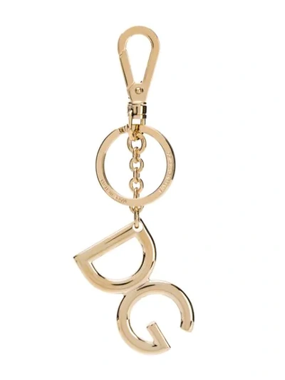 Shop Dolce & Gabbana Logo Charm Keyring In Gold
