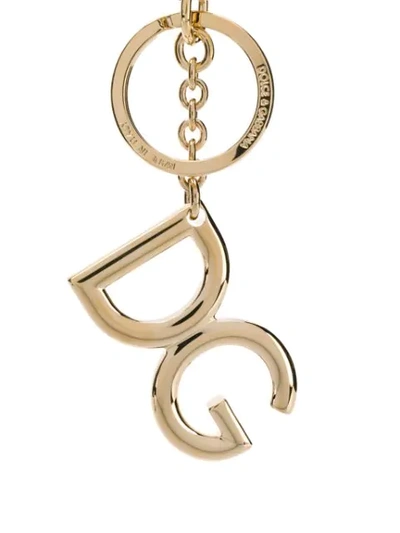 Shop Dolce & Gabbana Logo Charm Keyring In Gold