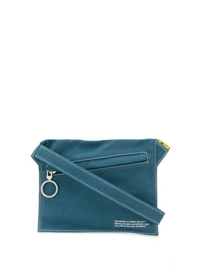 OFF-WHITE DENIM FLAT CROSSBODY BAG - 蓝色