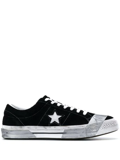 converse black mono one star ox suede trainers