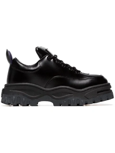 Shop Eytys Black Angel Lift Leather Platform Sneakers In 002 Black