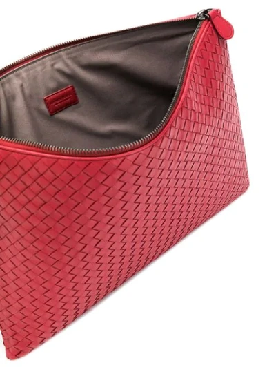 Shop Bottega Veneta Baccara Woven Briefcase In Red