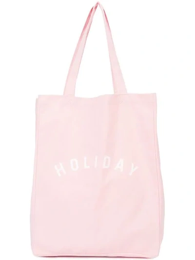 Shop Holiday Logo Canvas Tote In Pink
