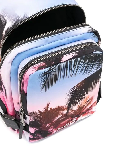 Shop Balmain Palm Tree Print Backpack In Blue