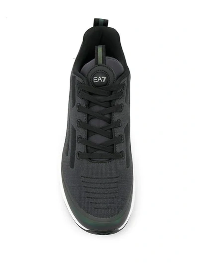 Shop Ea7 Embroidered Logo Sneakers In Grey
