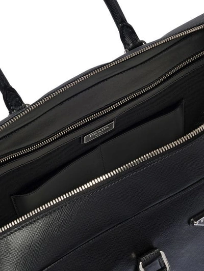 Shop Prada Seahorse Motif Saffiano Leather Briefcase In F0967 Black/white