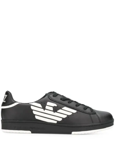 Shop Ea7 Logo Low-top Sneakers In A120 Black